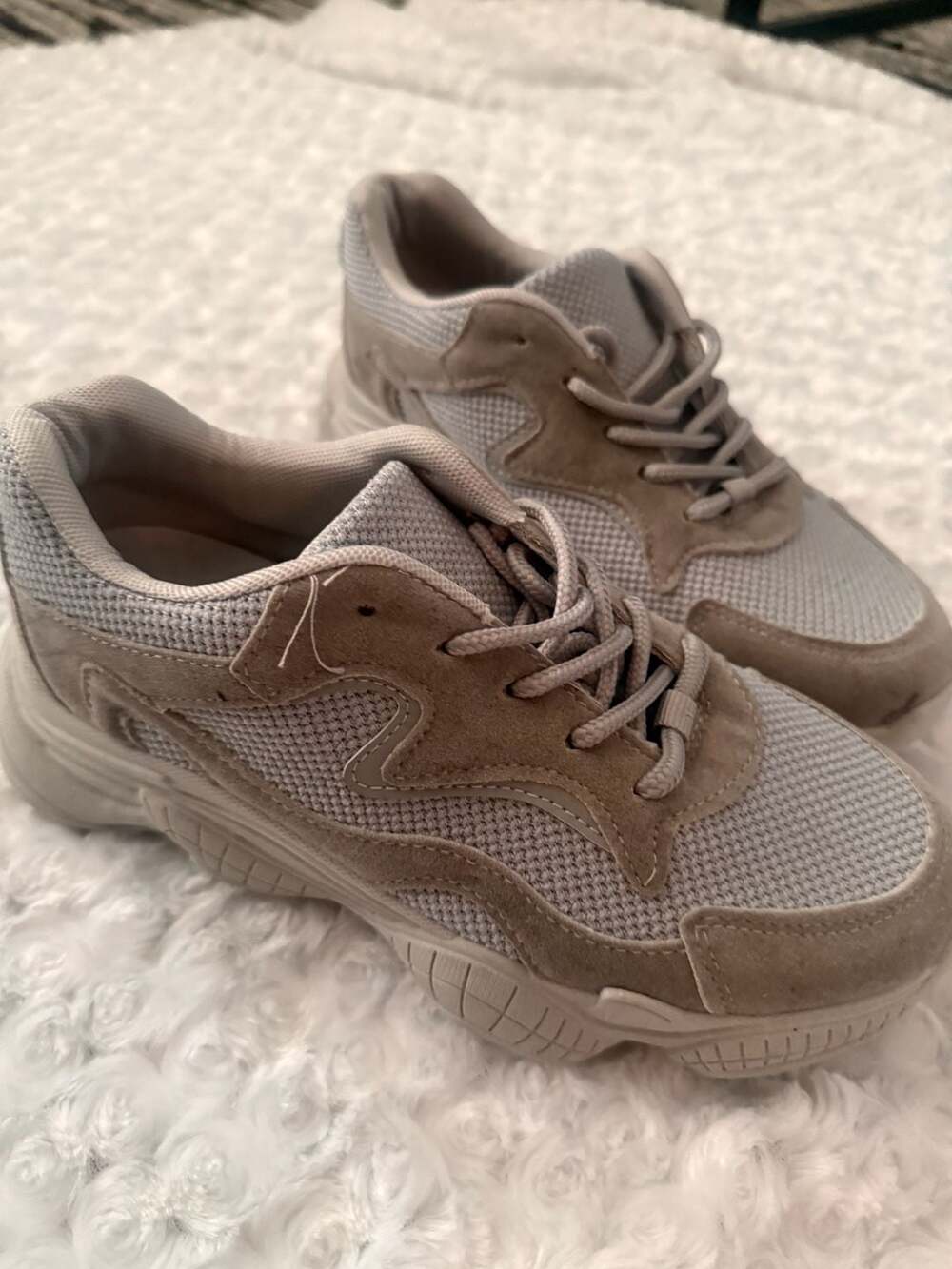 PrettyLittleThing Beige Bubble Sole Lace-Up Chunky Sneakers